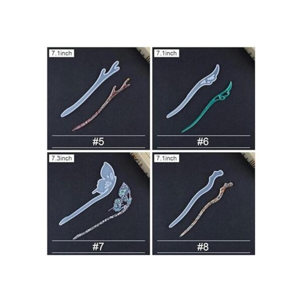 Juego de 8 horquillas de silicona y resina para el pelo