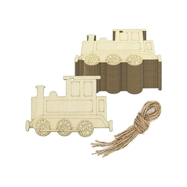 Creaides Tren de madera DIY Recortes de madera en forma de