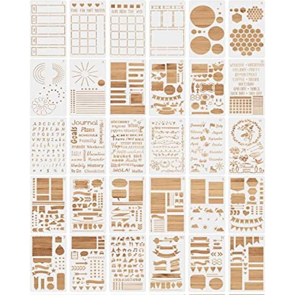MWOOT Juego de 30 plantillas de diario mixtas plantilla