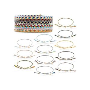 Paquete de 12 pulseras trenzadas ajustables de la amistad_1