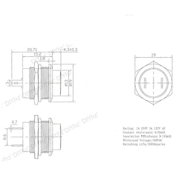 DIYhz 20 unidades AC250V3A AC125V6A apagado encendido_6