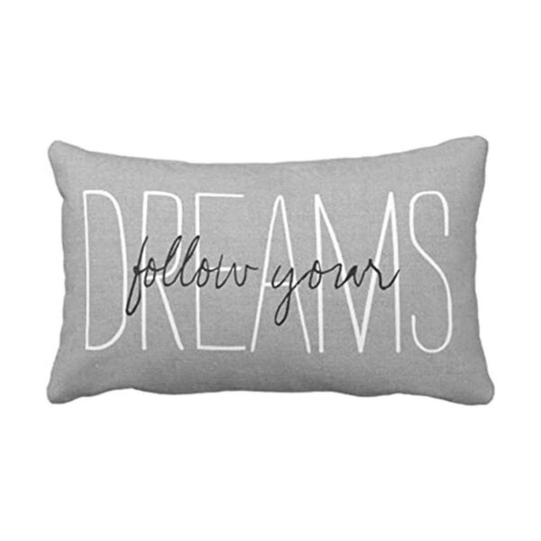 Emvency Funda de almohada rústica gris Follow Your Dreams_1