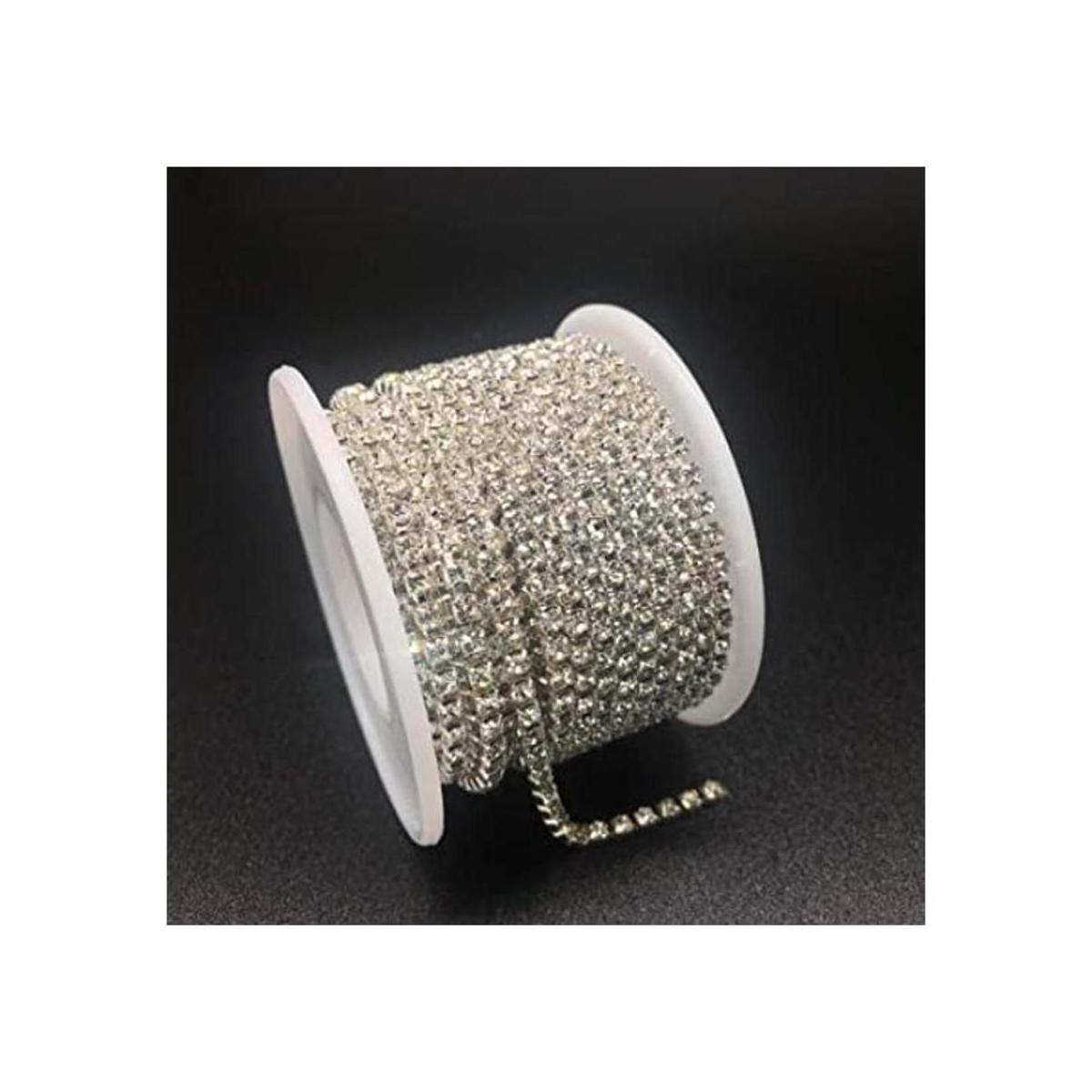 Dowarm 1 rollo de cadena de diamantes de imitación de 10