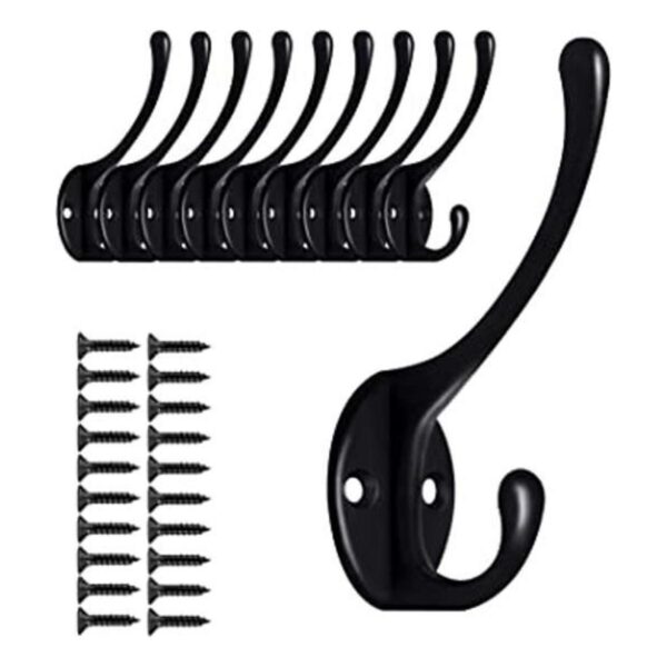 Paquete de 10 ganchos de pared negros para colgar ganchos