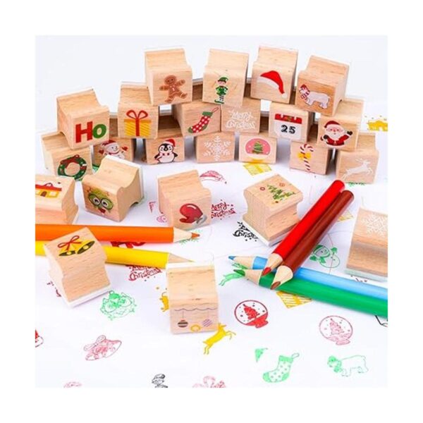 Konsait 34 sellos de Navidad de madera con almohadilla de_4