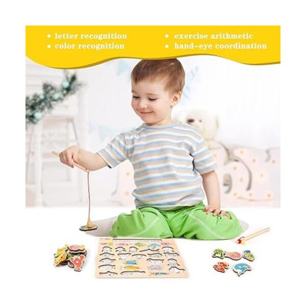 NASHRIO Juego de pesca magnético de madera para niños_6