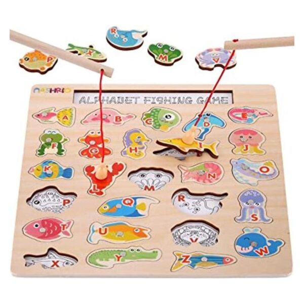 NASHRIO Juego de pesca magnético de madera para niños_1