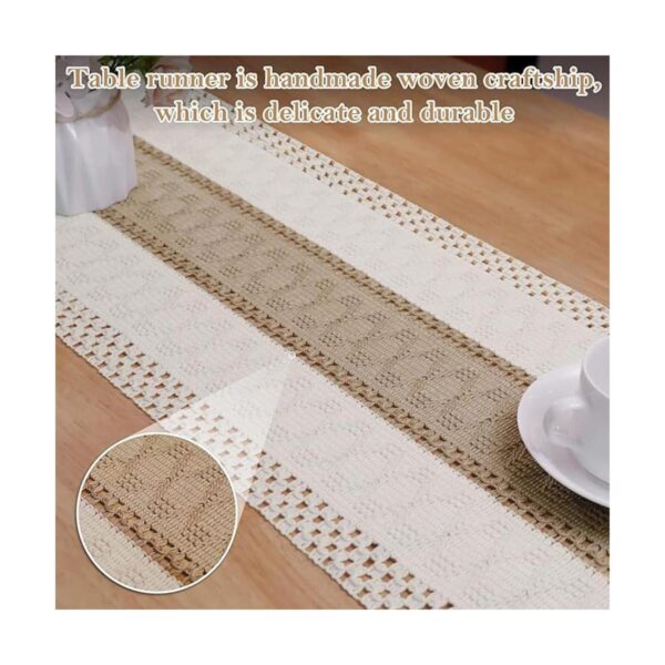 OurWarm Camino de mesa de macramé de arpillera natural_3