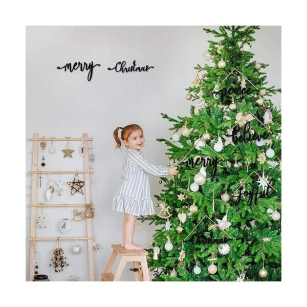Juego de 10 adornos de madera de Navidad letrero rústico_5