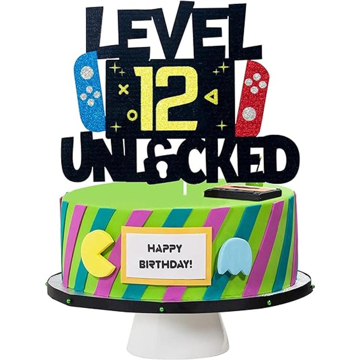 Decoración para tarta de videojuegos de nivel 12