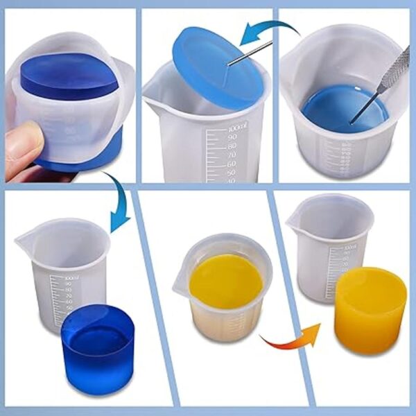 Moukiween 10 tazas medidoras de silicona para resina_5