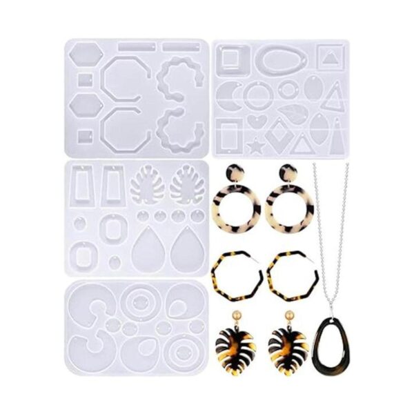 4 piezas de moldes de resina para aretes moldes de