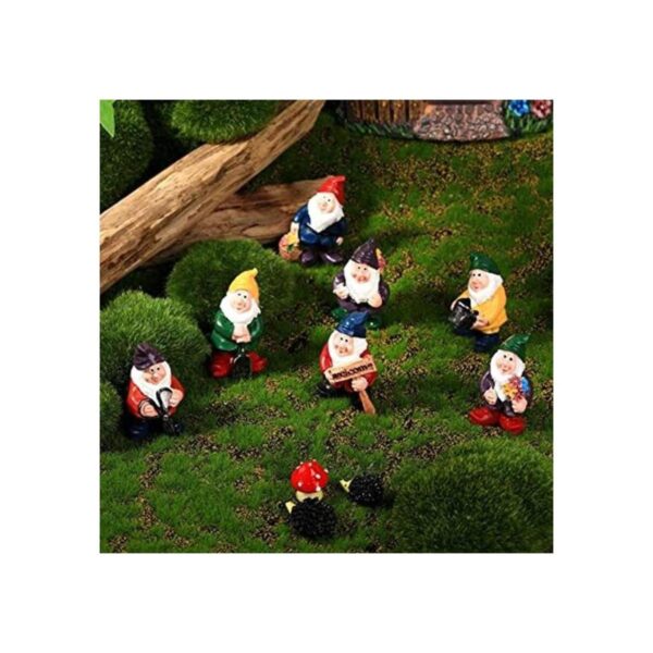 Estatuas de resina de gnomos de hada de 7 piezas de mini