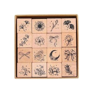 Cliocoo juego de 16 sellos de madera y goma sellos