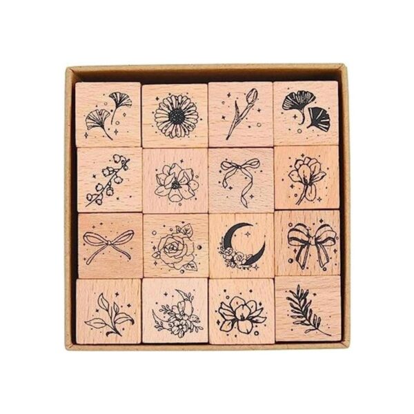 Cliocoo juego de 16 sellos de madera y goma sellos