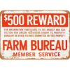 Lenrius Vintage Metal Sign Farm Bureau Reward for Crimes_1
