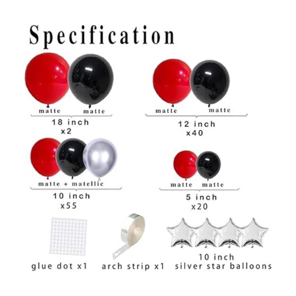 Kit de arco de guirnalda de globos de color rojo negro y