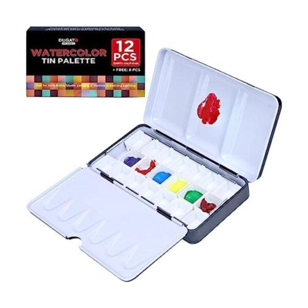 DUGATO Paleta de acuarela vacía con tapa paleta plegable