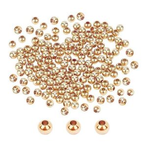 PH PandaHall 300 cuentas de latón chapadas en oro de 14