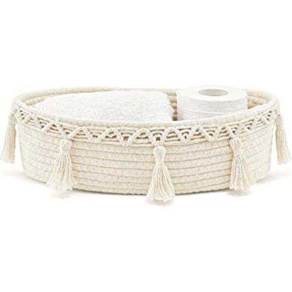 Mkono Cesta de almacenamiento pequeña de macramé para_1