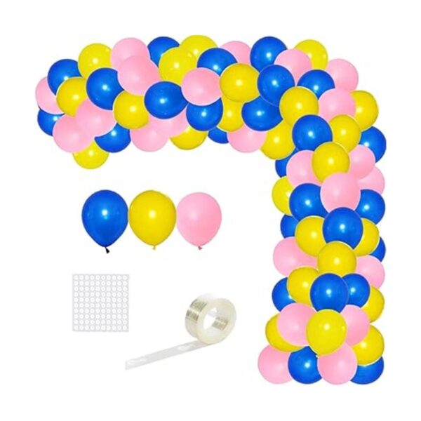 Kit de arco de guirnalda de globos azul amarillo rosa