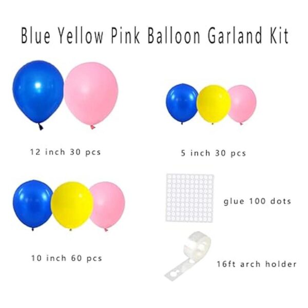Kit de arco de guirnalda de globos azul amarillo rosa