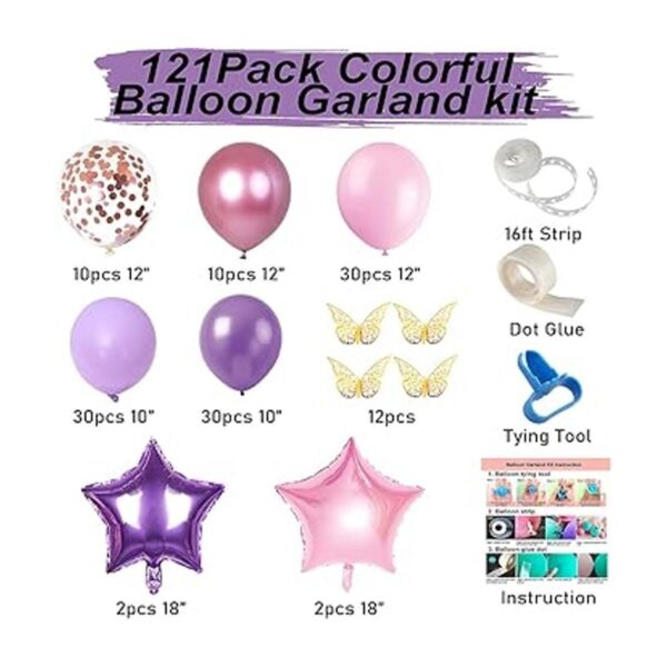 Kit de guirnalda de globos de mariposa rosa y morado 126_2