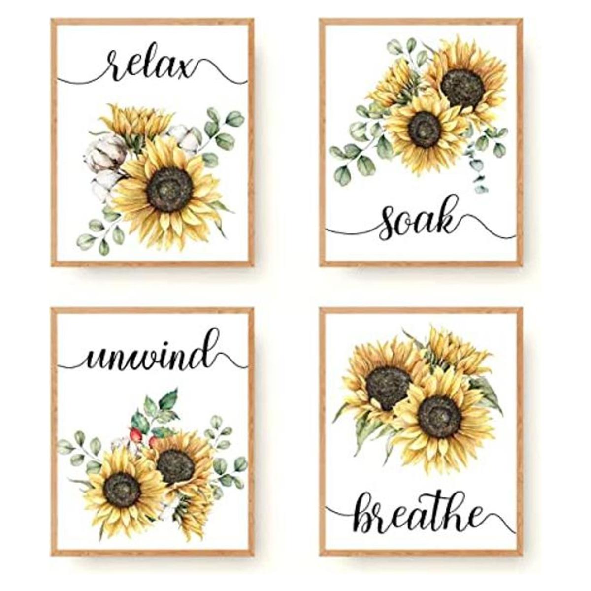 Juego de 4 impresiones artísticas para decoración de baño