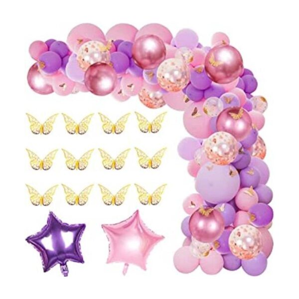 Kit de guirnalda de globos de mariposa rosa y morado 126_1