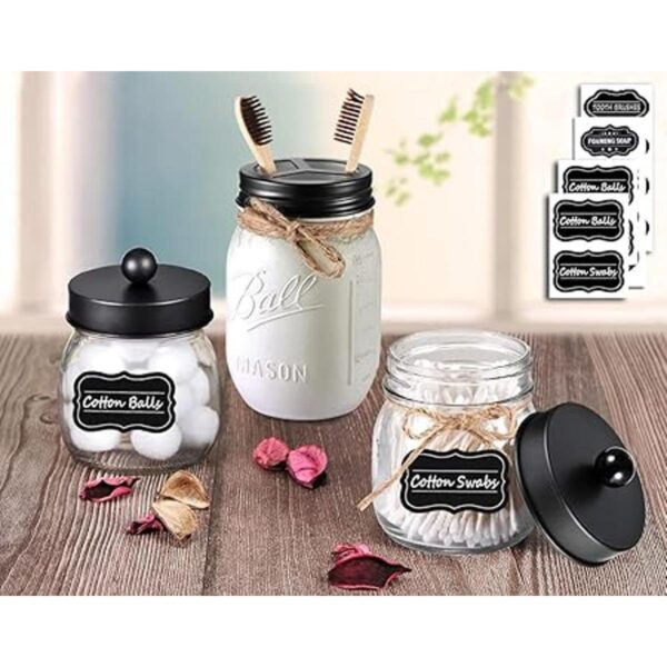 Mason Jar Juego de tapas de accesorios de baño 4