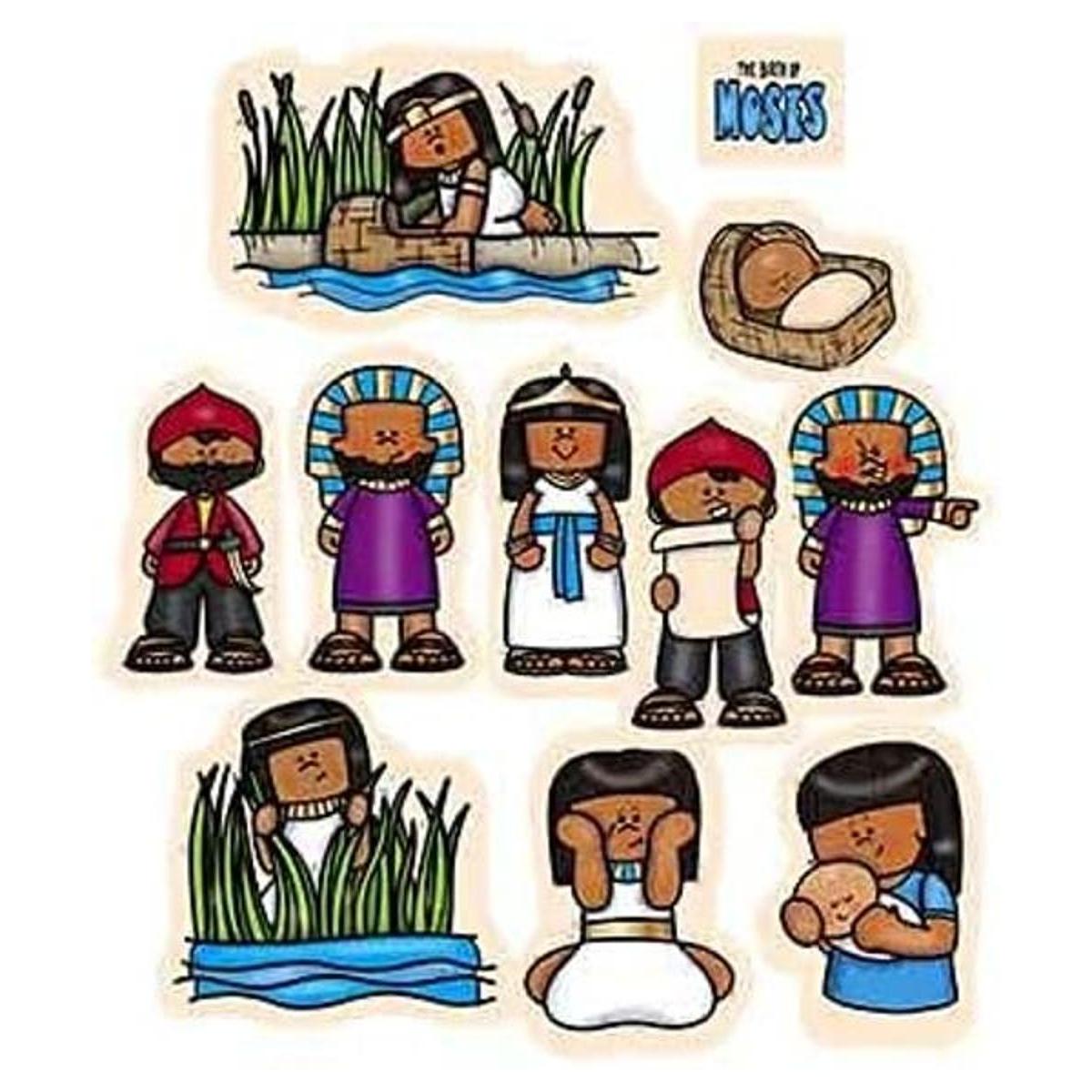Figuras de fieltro Baby Moisés para la Biblia de franela