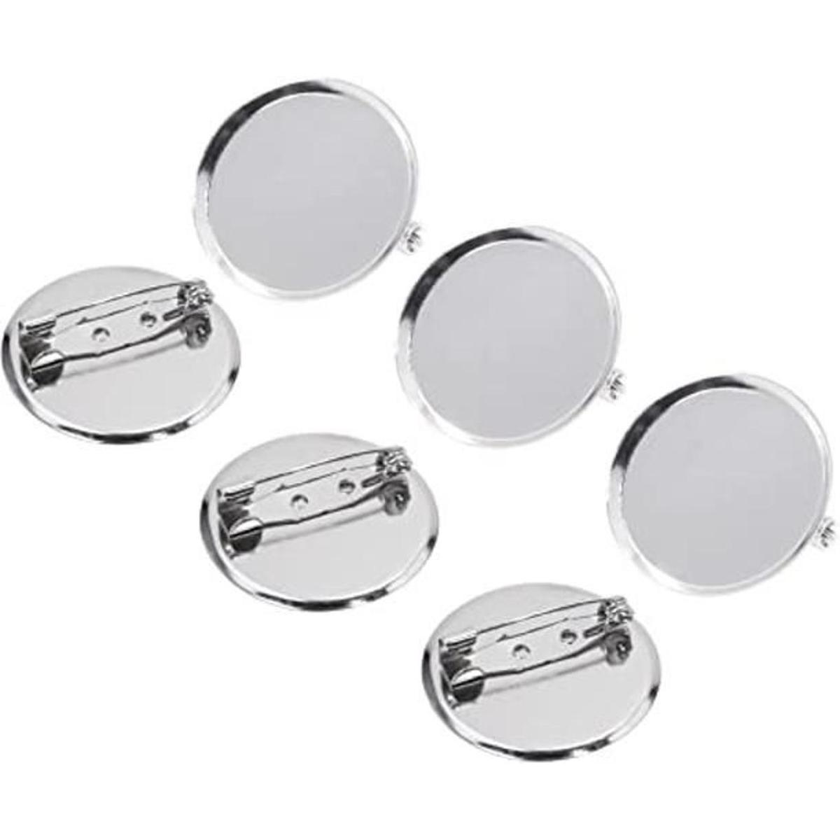 ONLYKXY 50pcs 30MM Broche Plata Cierres Pin Disco Base