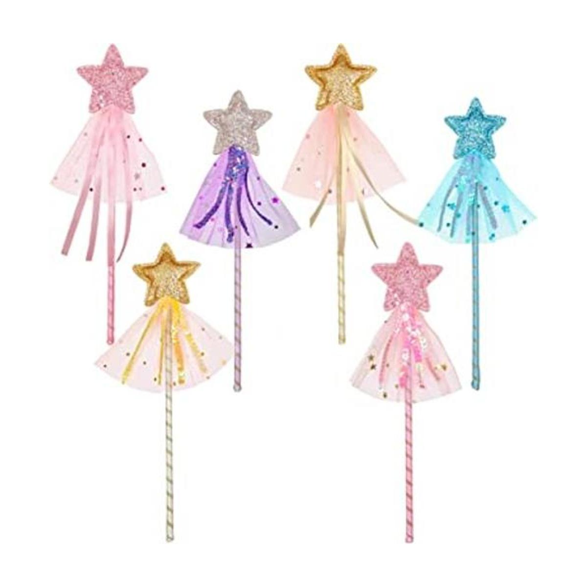 Kit de 6 varitas de princesa con purpurina para niñas
