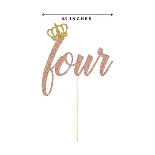 Decoración para tarta de 4 cumpleaños con purpurina en oro_3