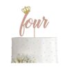 Decoración para tarta de 4 cumpleaños con purpurina en oro_1