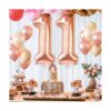 Número de 11 globos de color oro rosa grande 40_6