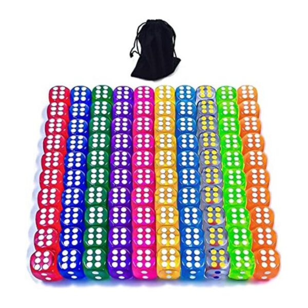 Juego de 100 dados pequeños de 6 caras de 0.472 in dados_1