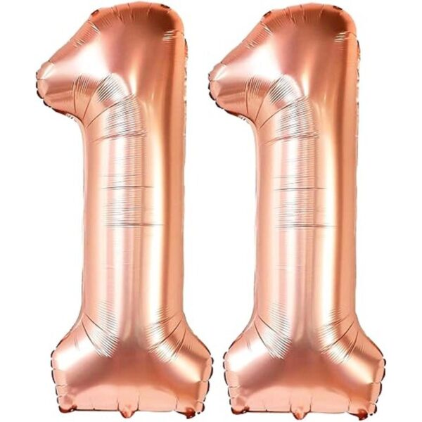 Número de 11 globos de color oro rosa grande 40_1