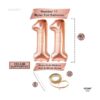 Número de 11 globos de color oro rosa grande 40_4