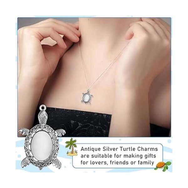 40 piezas de dijes de tortuga de plata antigua incluye 20