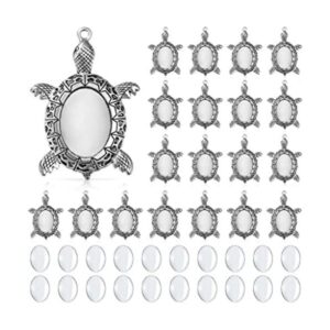 40 piezas de dijes de tortuga de plata antigua incluye 20
