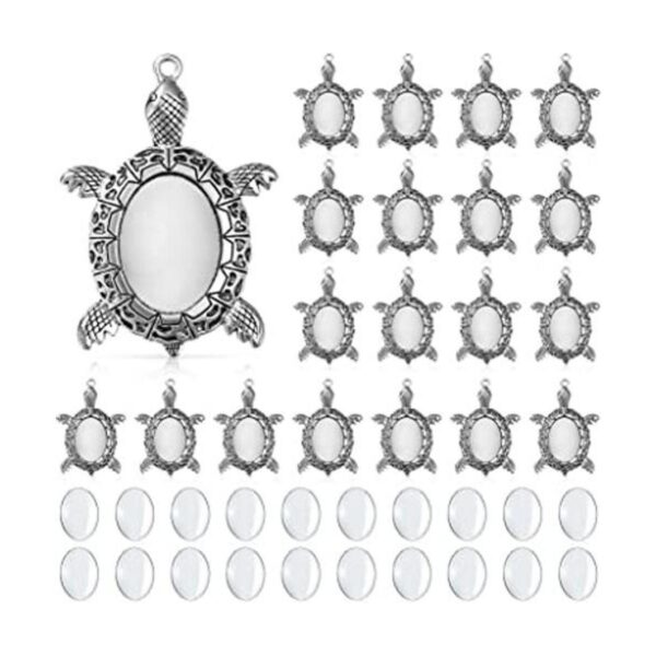 40 piezas de dijes de tortuga de plata antigua incluye 20