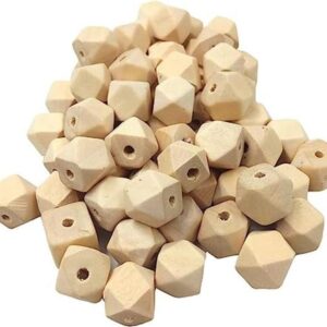 Arakierst 100 cuentas hexagonales geométricas de madera_1