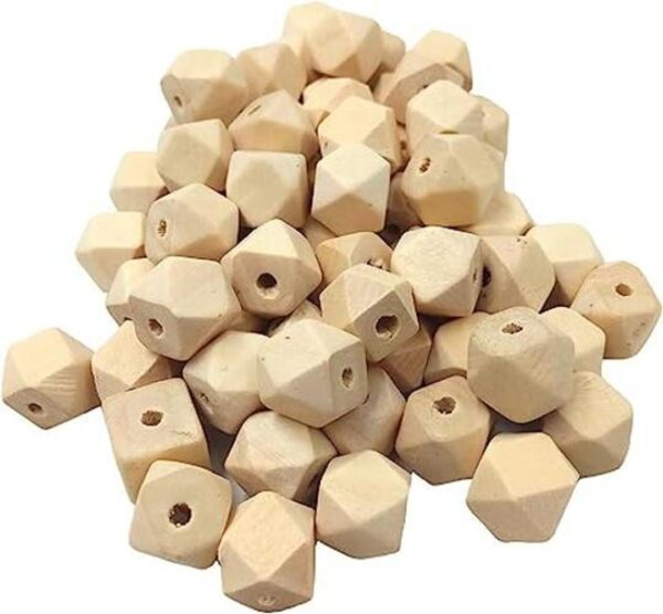 Arakierst 100 cuentas hexagonales geométricas de madera_1