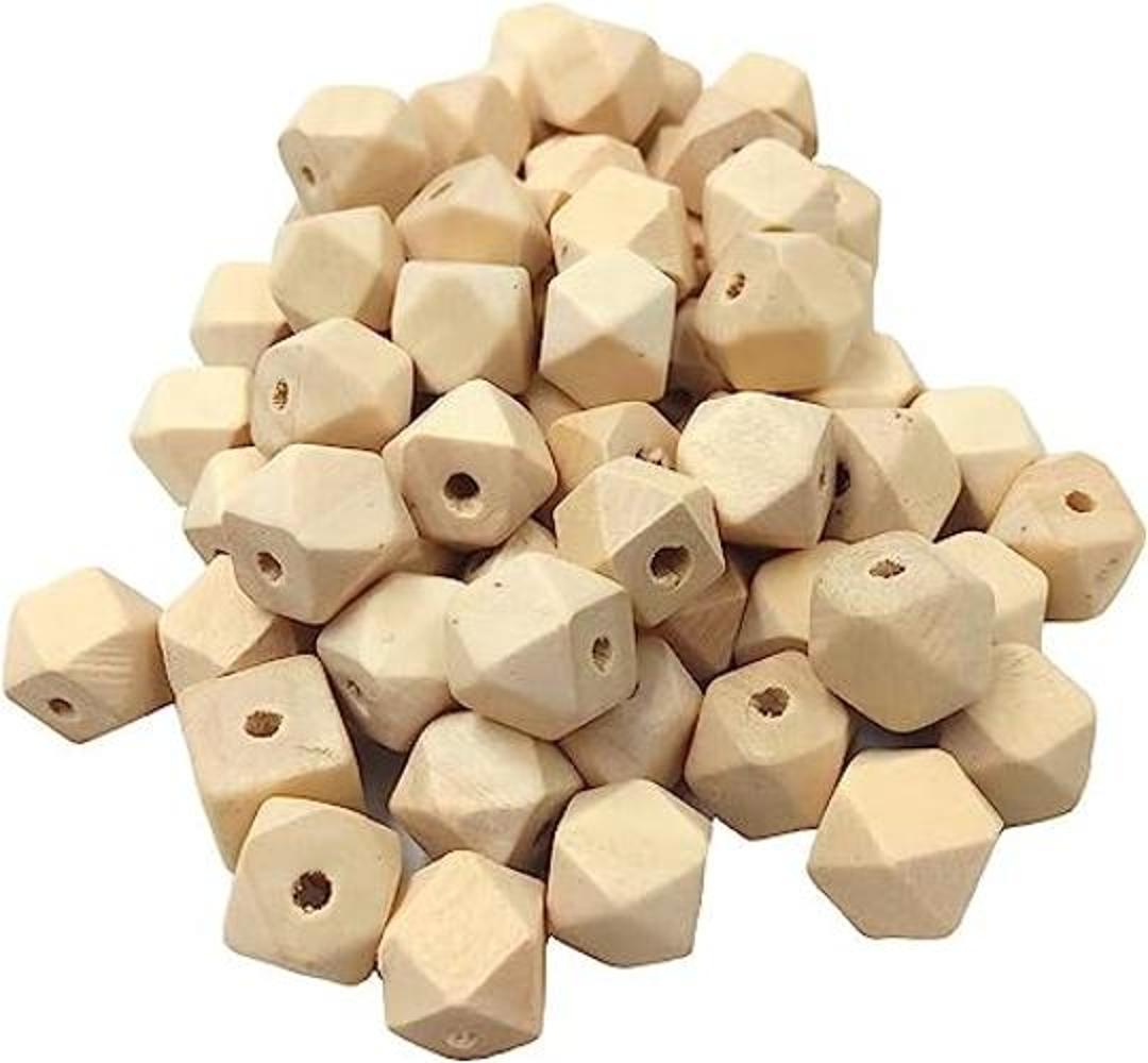 Arakierst 100 cuentas hexagonales geométricas de madera