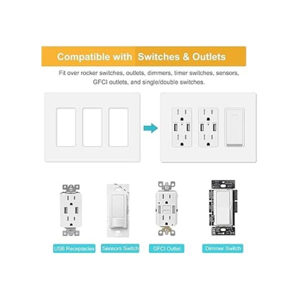 Cubierta de placa de pared sin tornillos de 3 bandas