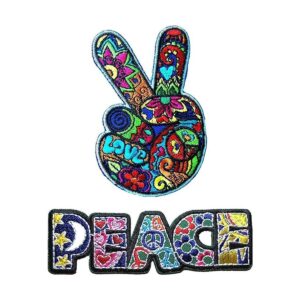 Juego de 2 letreros de paz y letras de paz para planchar y_1
