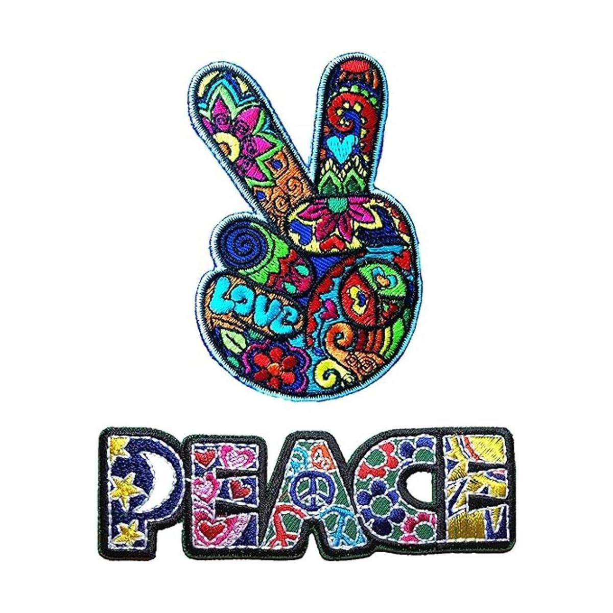 Juego de 2 letreros de paz y letras de paz para planchar y