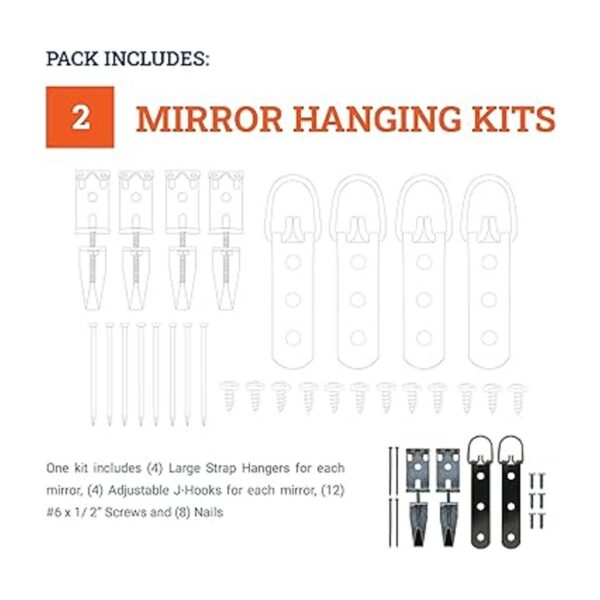 Kit colgante de espejo con ganchos y accesorios de