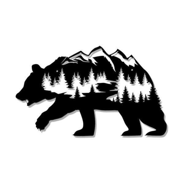 Hotop Arte de pared de oso de metal rústico para